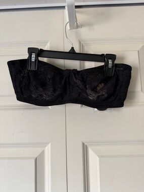 Black Lace Strapless Bandeau Bra